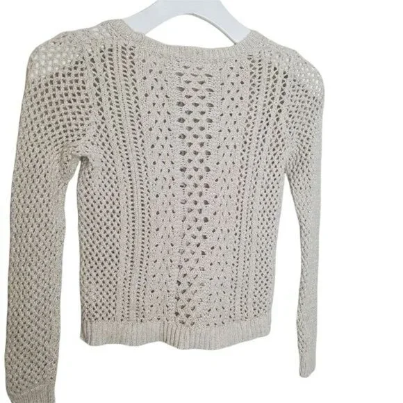 MADEWELL Womens Sweater XXSmall Beige Pullover Knit Crewneck Crop Cotton Ribbed - Picture 9 of 10